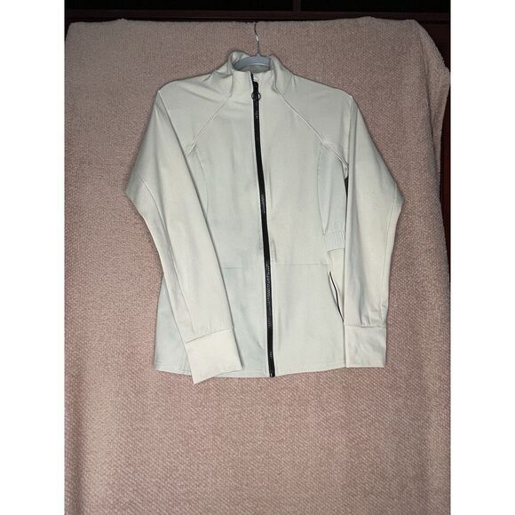 Fabletics Performance Zip Jacket Cream L/S Thumbhole Size Small - Picture 1 of 7